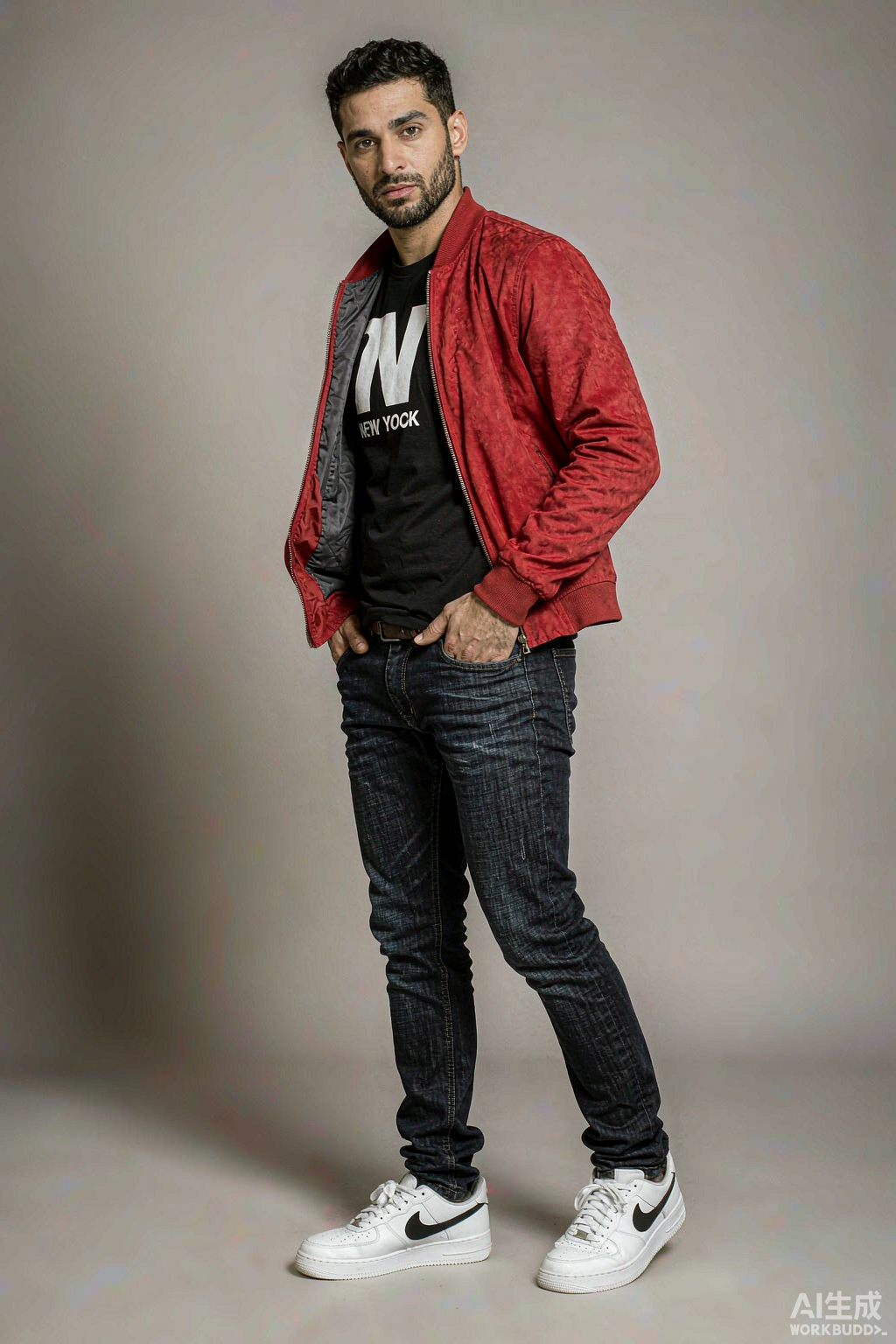 Red bomber jacket sample
